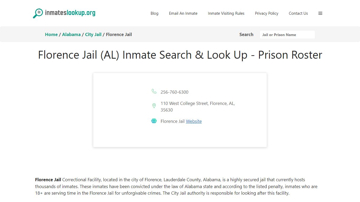 Florence Jail (AL) Inmate Search & Look Up - Prison Roster
